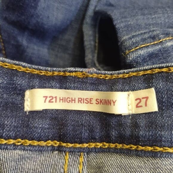 Levi's 721 High Rise Skinny Jeans Sz 27 Stretchy Blue Denim - Picture 5 of 9